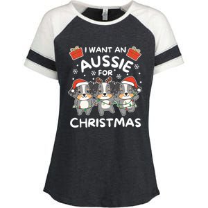 I Want An Australian Shepherd For Christmas Cute Dogs Great Gift Enza Ladies Jersey Colorblock Tee