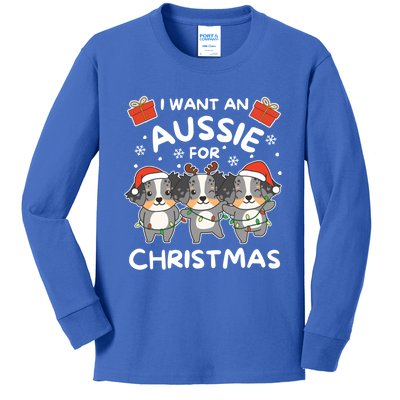 I Want An Australian Shepherd For Christmas Cute Dogs Great Gift Kids Long Sleeve Shirt