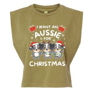 I Want An Australian Shepherd For Christmas Cute Dogs Great Gift Garment-Dyed Women's Muscle Tee