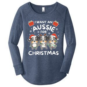 I Want An Australian Shepherd For Christmas Cute Dogs Great Gift Women's Perfect Tri Tunic Long Sleeve Shirt