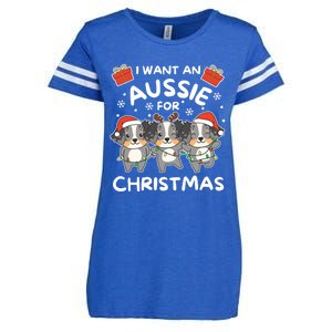 I Want An Australian Shepherd For Christmas Cute Dogs Great Gift Enza Ladies Jersey Football T-Shirt