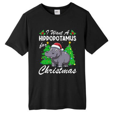 I Want A Hippopotamus For Christmas Xmas Hippo Lover Funny Tall Fusion ChromaSoft Performance T-Shirt