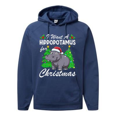 I Want A Hippopotamus For Christmas Xmas Hippo Lover Funny Performance Fleece Hoodie