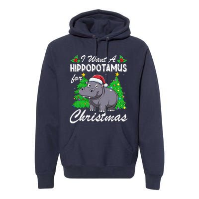 I Want A Hippopotamus For Christmas Xmas Hippo Lover Funny Premium Hoodie