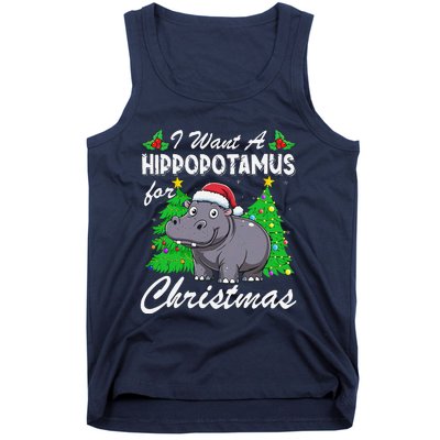 I Want A Hippopotamus For Christmas Xmas Hippo Lover Funny Tank Top