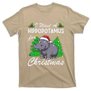 I Want A Hippopotamus For Christmas Xmas Hippo Lover Funny T-Shirt