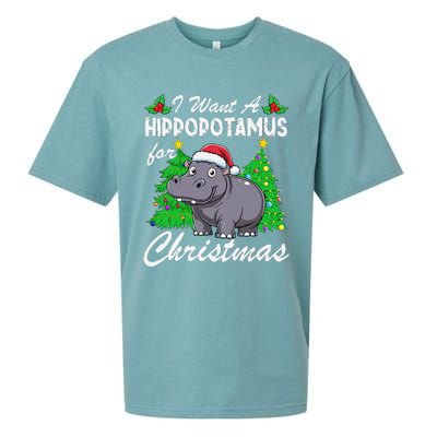 I Want A Hippopotamus For Christmas Xmas Hippo Lover Funny Sueded Cloud Jersey T-Shirt