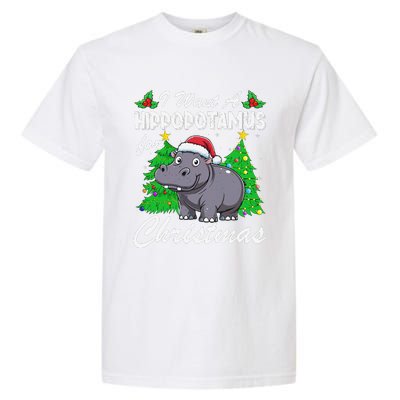 I Want A Hippopotamus For Christmas Xmas Hippo Lover Funny Garment-Dyed Heavyweight T-Shirt