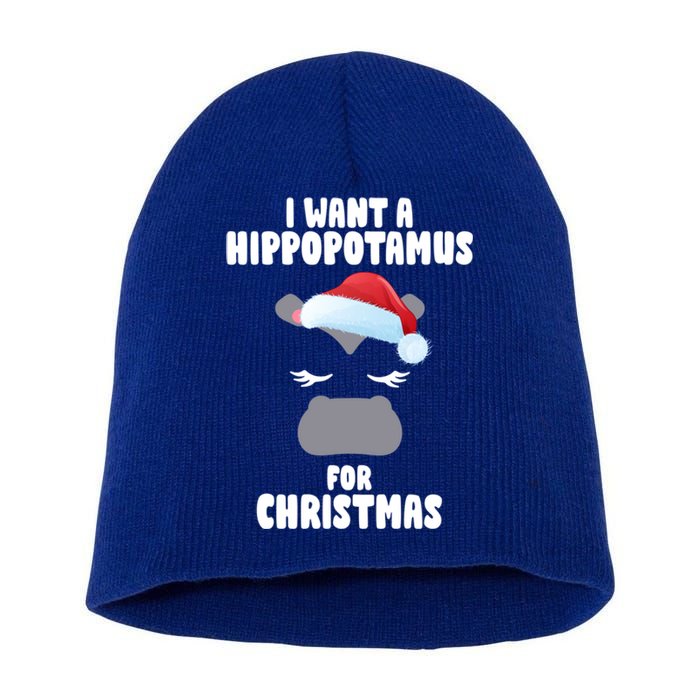 I Want A Hippopotamus For Christmas Xmas Hippo Cute Great Gift Short Acrylic Beanie