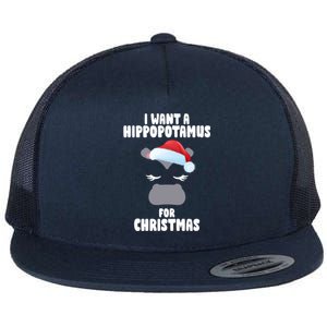 I Want A Hippopotamus For Christmas Xmas Hippo Cute Great Gift Flat Bill Trucker Hat