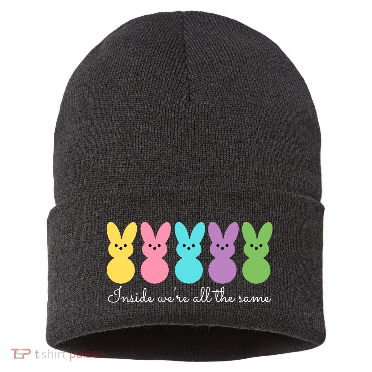 Inside We Are All The Same Easter Bunny Sustainable Knit Beanie