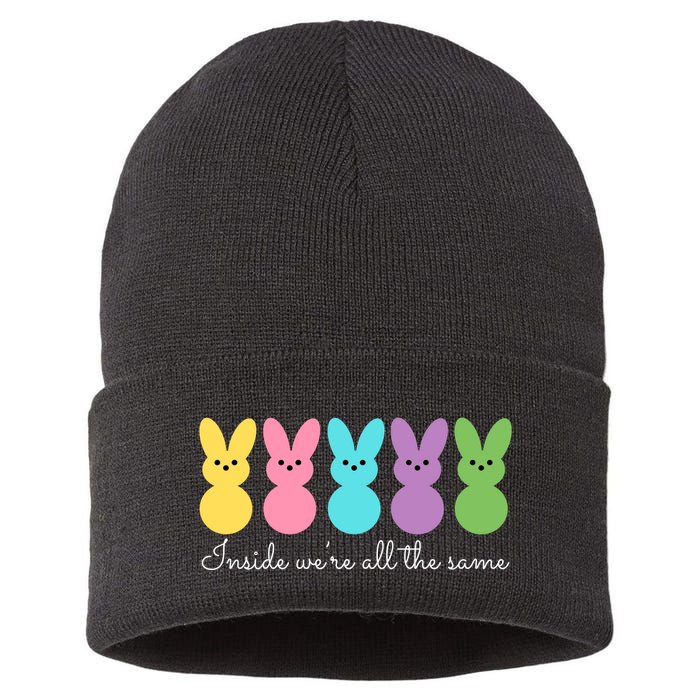 Inside We Are All The Same Easter Bunny Sustainable Knit Beanie