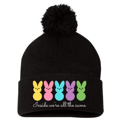 Inside We Are All The Same Easter Bunny Pom Pom 12in Knit Beanie