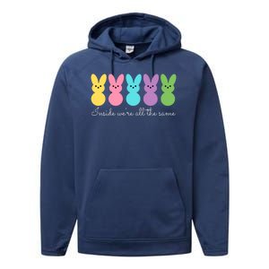 Inside We Are All The Same Easter Bunny Performance Fleece Hoodie