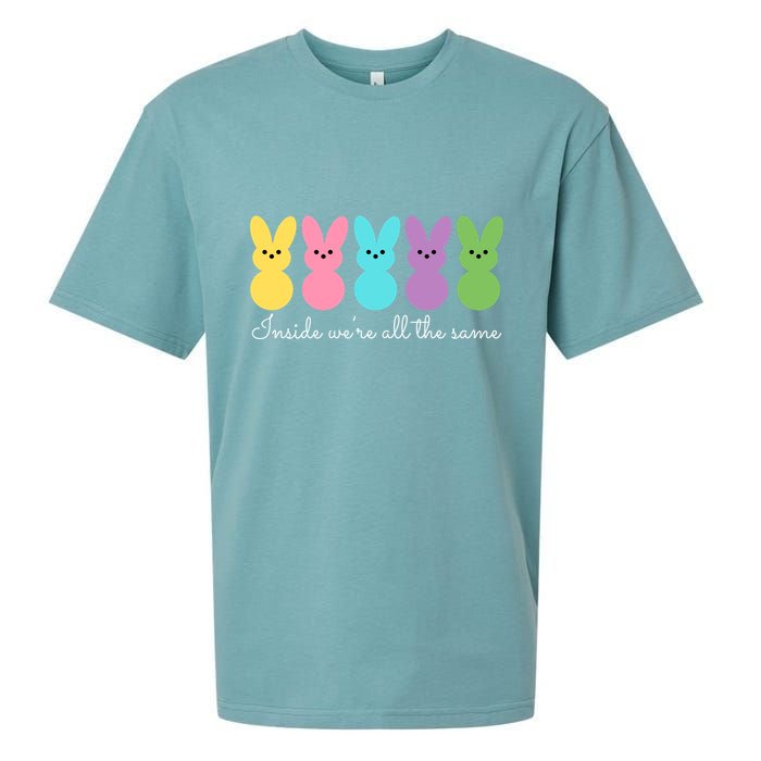 Inside We Are All The Same Easter Bunny Sueded Cloud Jersey T-Shirt