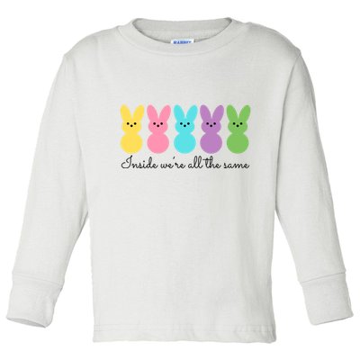 Inside We Are All The Same Easter Bunny Toddler Long Sleeve Shirt
