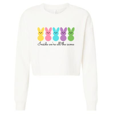 Inside We Are All The Same Easter Bunny Cropped Pullover Crew