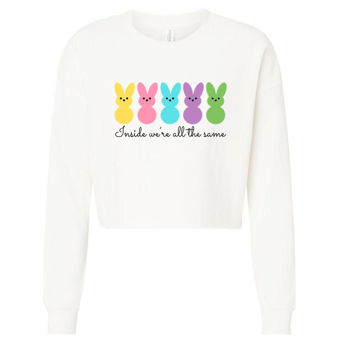 Inside We Are All The Same Easter Bunny Cropped Pullover Crew