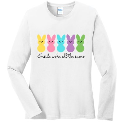 Inside We Are All The Same Easter Bunny Ladies Long Sleeve Shirt