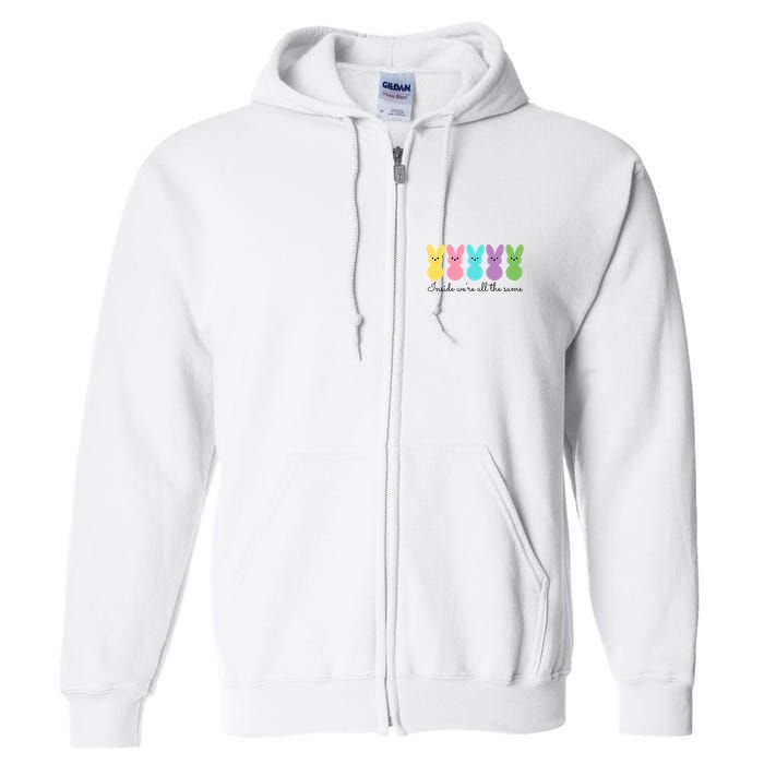 Inside We Are All The Same Easter Bunny Full Zip Hoodie