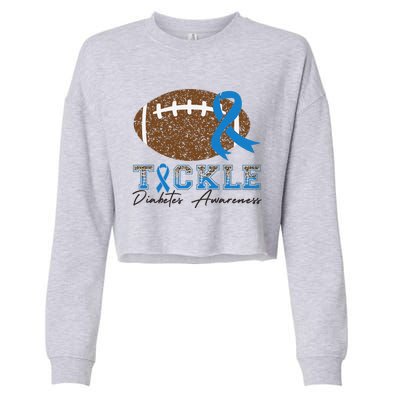 I Wear A Blue For Diabetes Awareness Ribbon Glucose Insulin Cropped Pullover Crew