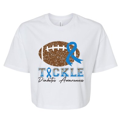 I Wear A Blue For Diabetes Awareness Ribbon Glucose Insulin Bella+Canvas Jersey Crop Tee