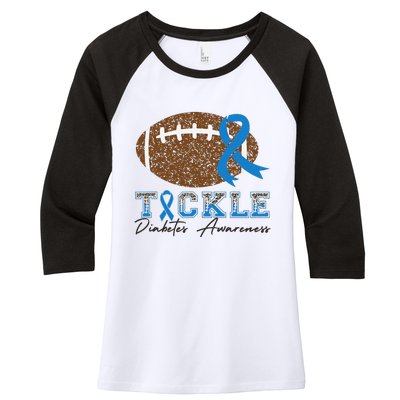 I Wear A Blue For Diabetes Awareness Ribbon Glucose Insulin Women's Tri-Blend 3/4-Sleeve Raglan Shirt