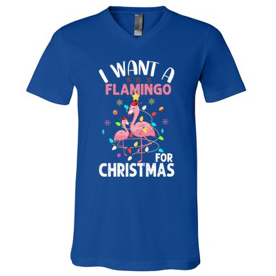 I Want A Flamingo For Christmas Gift V-Neck T-Shirt