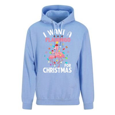 I Want A Flamingo For Christmas Gift Unisex Surf Hoodie