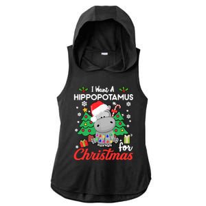 I Want A Hippopotamus For Christmas Funny Hippo Gift Ladies PosiCharge Tri-Blend Wicking Draft Hoodie Tank