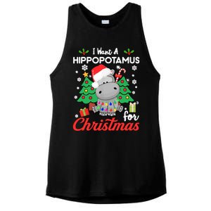 I Want A Hippopotamus For Christmas Funny Hippo Gift Ladies PosiCharge Tri-Blend Wicking Tank