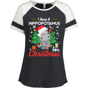 I Want A Hippopotamus For Christmas Funny Hippo Gift Enza Ladies Jersey Colorblock Tee