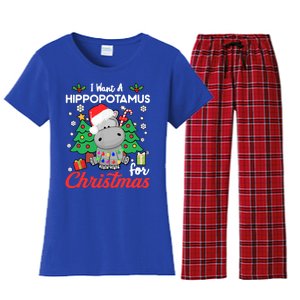 I Want A Hippopotamus For Christmas Funny Hippo Gift Women's Flannel Pajama Set