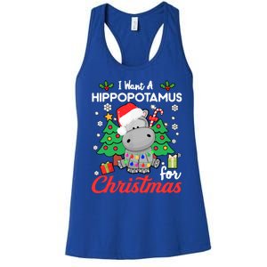 I Want A Hippopotamus For Christmas Funny Hippo Gift Women's Racerback Tank