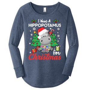 I Want A Hippopotamus For Christmas Funny Hippo Gift Women's Perfect Tri Tunic Long Sleeve Shirt