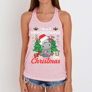 I Want A Hippopotamus For Christmas Funny Hippo Gift Women's Knotted Racerback Tank