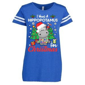 I Want A Hippopotamus For Christmas Funny Hippo Gift Enza Ladies Jersey Football T-Shirt