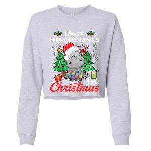 I Want A Hippopotamus For Christmas Funny Hippo Gift Cropped Pullover Crew