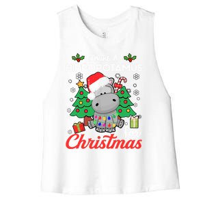 I Want A Hippopotamus For Christmas Funny Hippo Gift Women's Racerback Cropped Tank