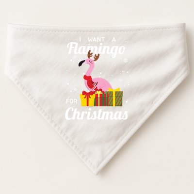 I Want A Flamingo For Christmas Funny Cute Holiday Gift USA-Made Doggie Bandana