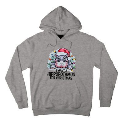 I Want A Hippopotamus For Christmas Hippo Christmas Lights Tall Hoodie