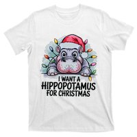 I Want A Hippopotamus For Christmas Hippo Christmas Lights T-Shirt