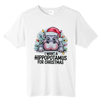 I Want A Hippopotamus For Christmas Hippo Christmas Lights Tall Fusion ChromaSoft Performance T-Shirt