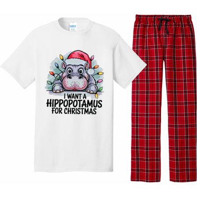 I Want A Hippopotamus For Christmas Hippo Christmas Lights Pajama Set