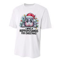 I Want A Hippopotamus For Christmas Hippo Christmas Lights Performance Sprint T-Shirt