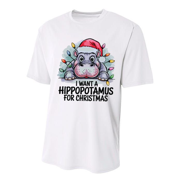 I Want A Hippopotamus For Christmas Hippo Christmas Lights Performance Sprint T-Shirt