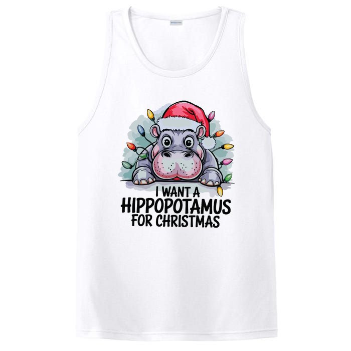 I Want A Hippopotamus For Christmas Hippo Christmas Lights PosiCharge Competitor Tank