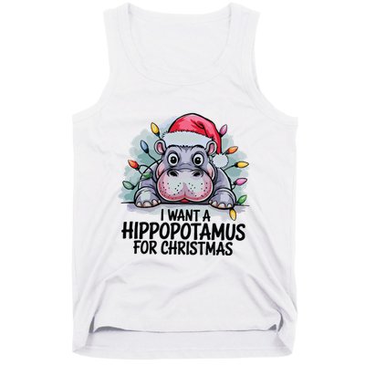 I Want A Hippopotamus For Christmas Hippo Christmas Lights Tank Top