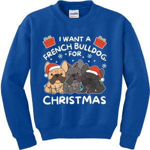 I Want An French Bulldog For Christmas Cute Dogs Great Gift Kids Sweatshirt