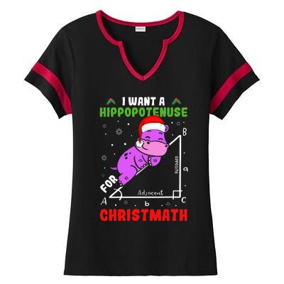 I Want A Hippopotenuse For Christmath Ladies Halftime Notch Neck Tee